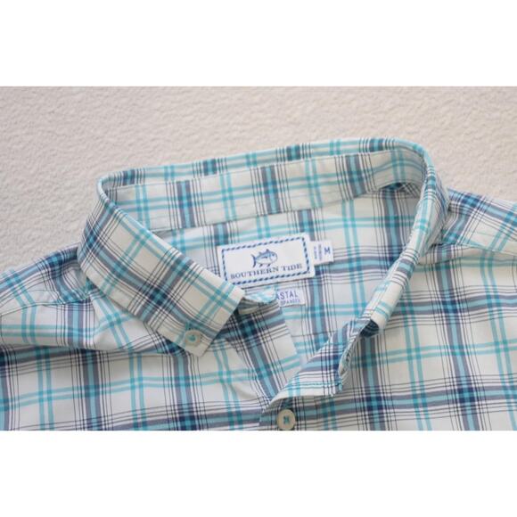 Southern Tide Intercoastal SkipJack Dress Shirt Plaid Nylon Stretch Mens Medium - Picture 6 of 7